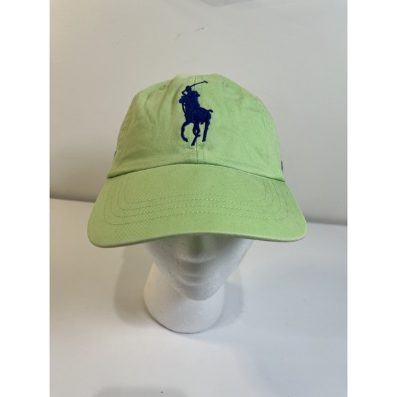 Vintage Polo Ralph Lauren Hat Strapback Cap Green Big Pony #3 MCMLXVII Cotton - Picture 2 of 7